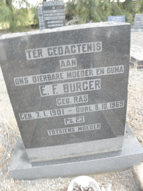 BURGER E.F. nee RAS 1901-1969