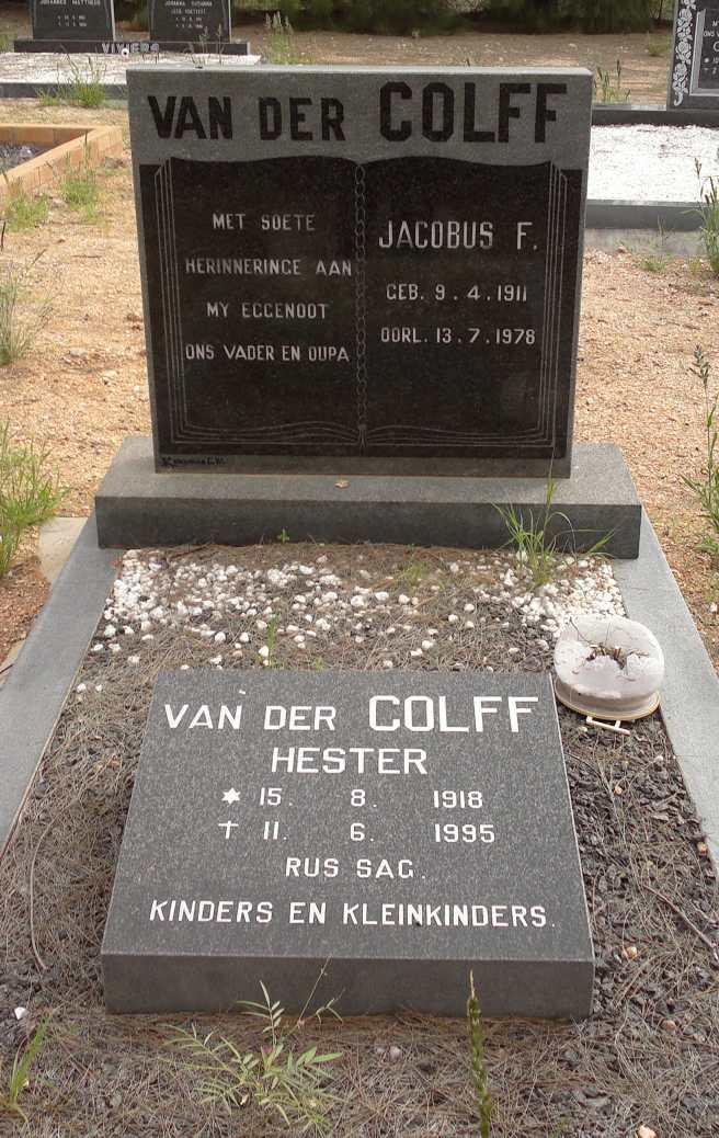 COLFF Jacobus F., van der 1911-1978 &amp; Hester 1918-1995