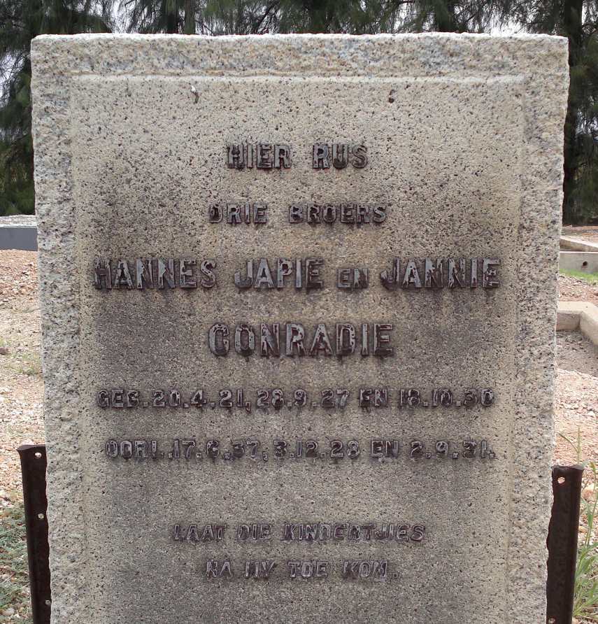 CONRADIE Hannes 1921-1937 :: CONRADIE Japie 1927-1928 :: CONRADIE Jannie 1930-1931