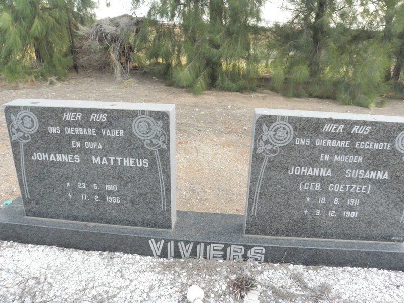 VIVIERS Johannes Mattheus 1910-1996 &amp; Johanna Susanna COETZEE 1911-1981