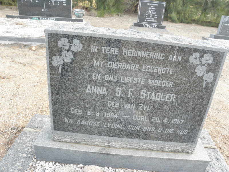 STADLER Anna S.F. nee van ZYL 1884-1957