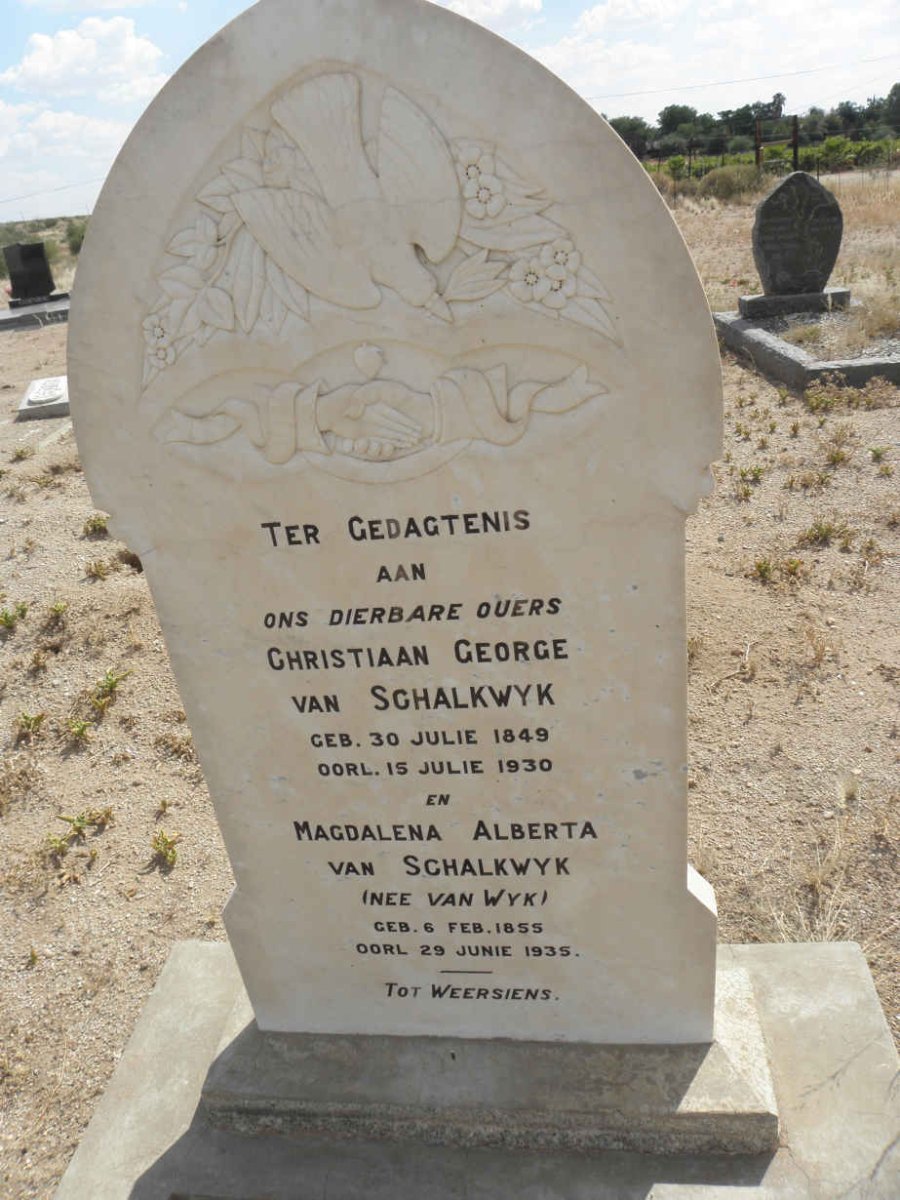 SCHALKWYK Christiaan George, van 1849-1930 &amp; Magdalena Alberta VAN WYK 1855-1935