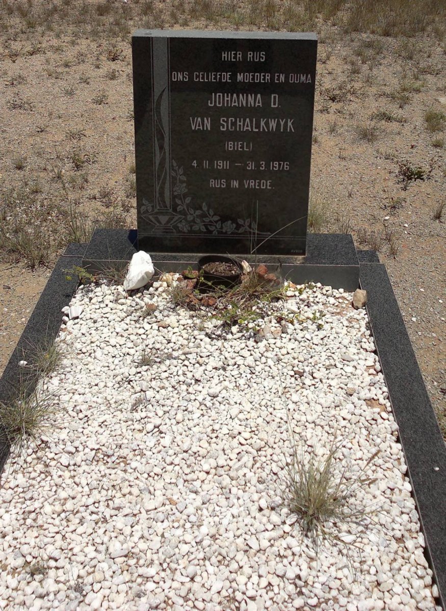 SCHALKWYK Johanna D., van nee BIEL 1911-1976