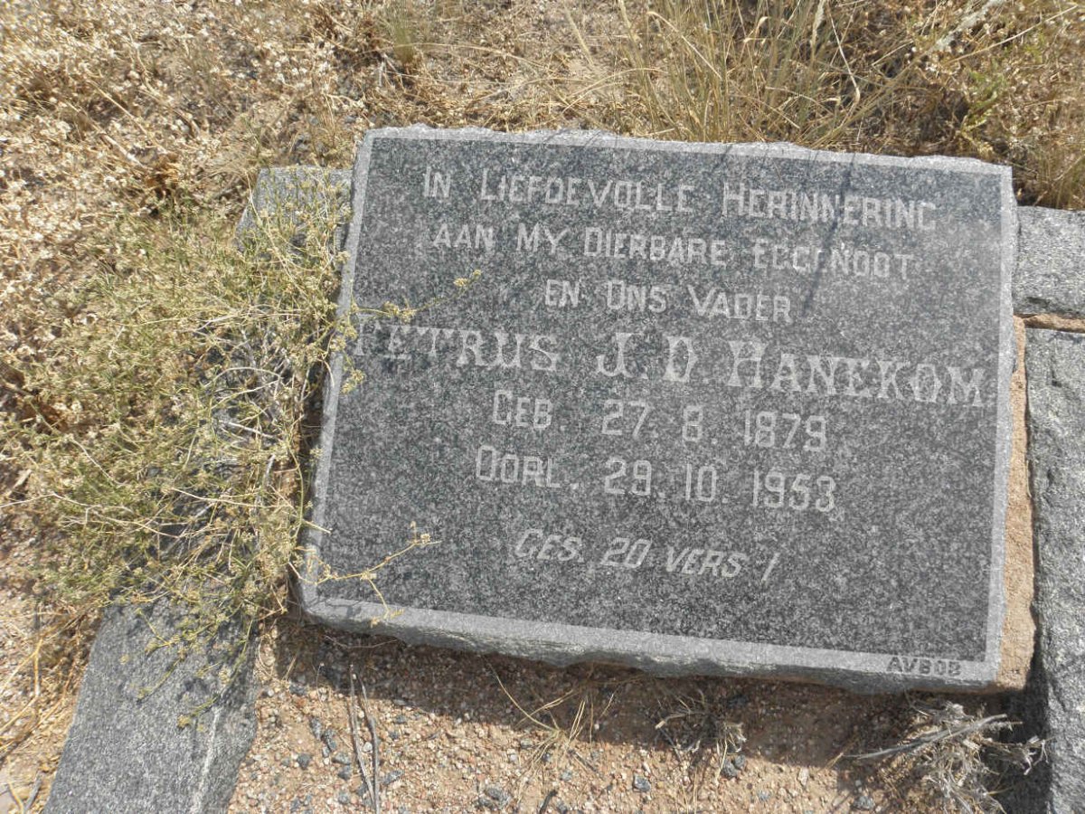 HANEKOM Petrus J.D. 1879-1953