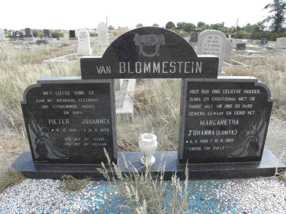 BLOMMESTEIN Pieter Johannes, van 1885-1978 &amp; Margaretha Johanna LONTE 1900-1985