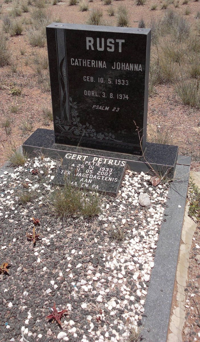 RUST Gert Petrus 1933-2007 &amp; Catherina Johanna 1933-1974