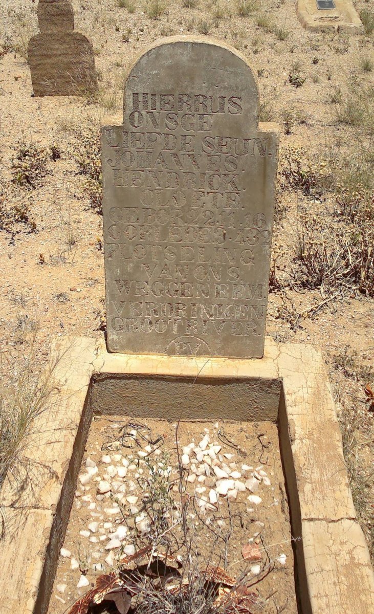 CLOETE Johannes Hendrick 1916-1932