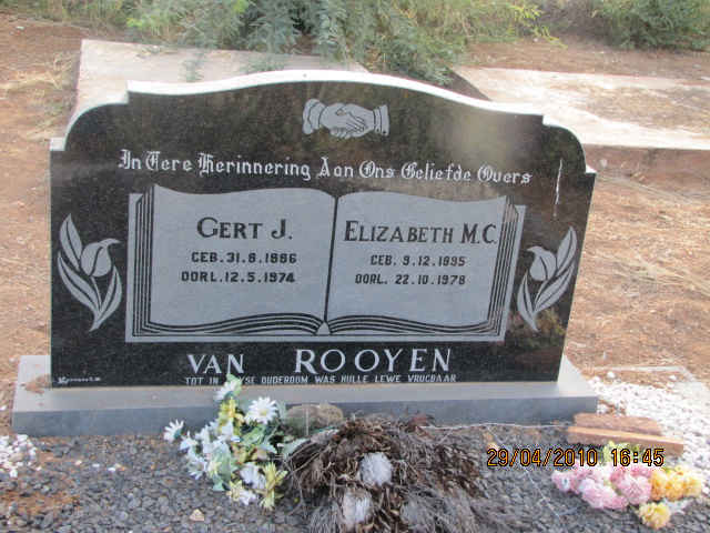 ROOYEN Gert J., van 1886-1974 &amp; Elizabeth M.J. 1895-1978