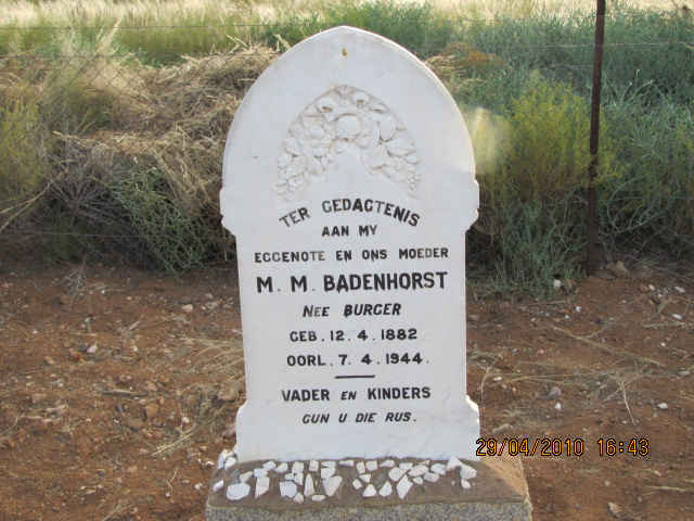 BADENHORST M.M. nee BURGER 1882-1944