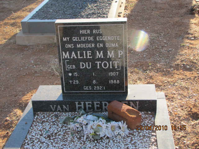 HEERDEN M.M.P., van nee DU TOIT 1907-1988