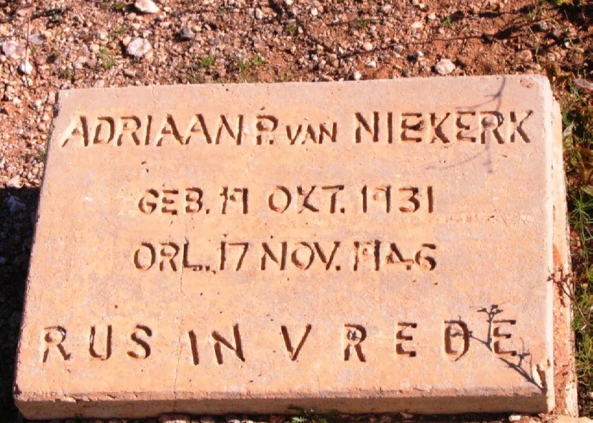 NIEKERK Adriaan P., van 1931-1946