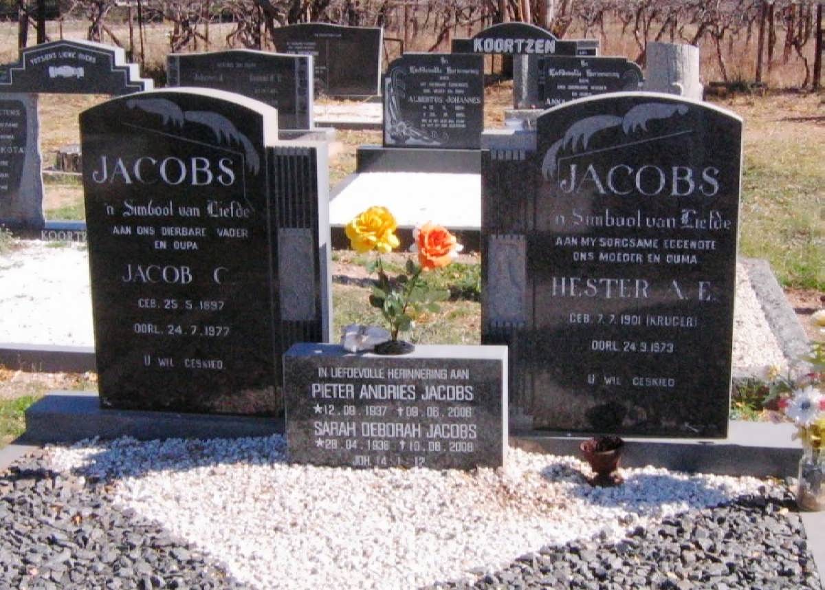 JACOBS Jacob C. 1897-1977 &amp; Hester A.E Kruger 1901-1973 :: JACOBS Pieter Andries 1937-2006 &amp; Sarah Deborah 1936-2008
