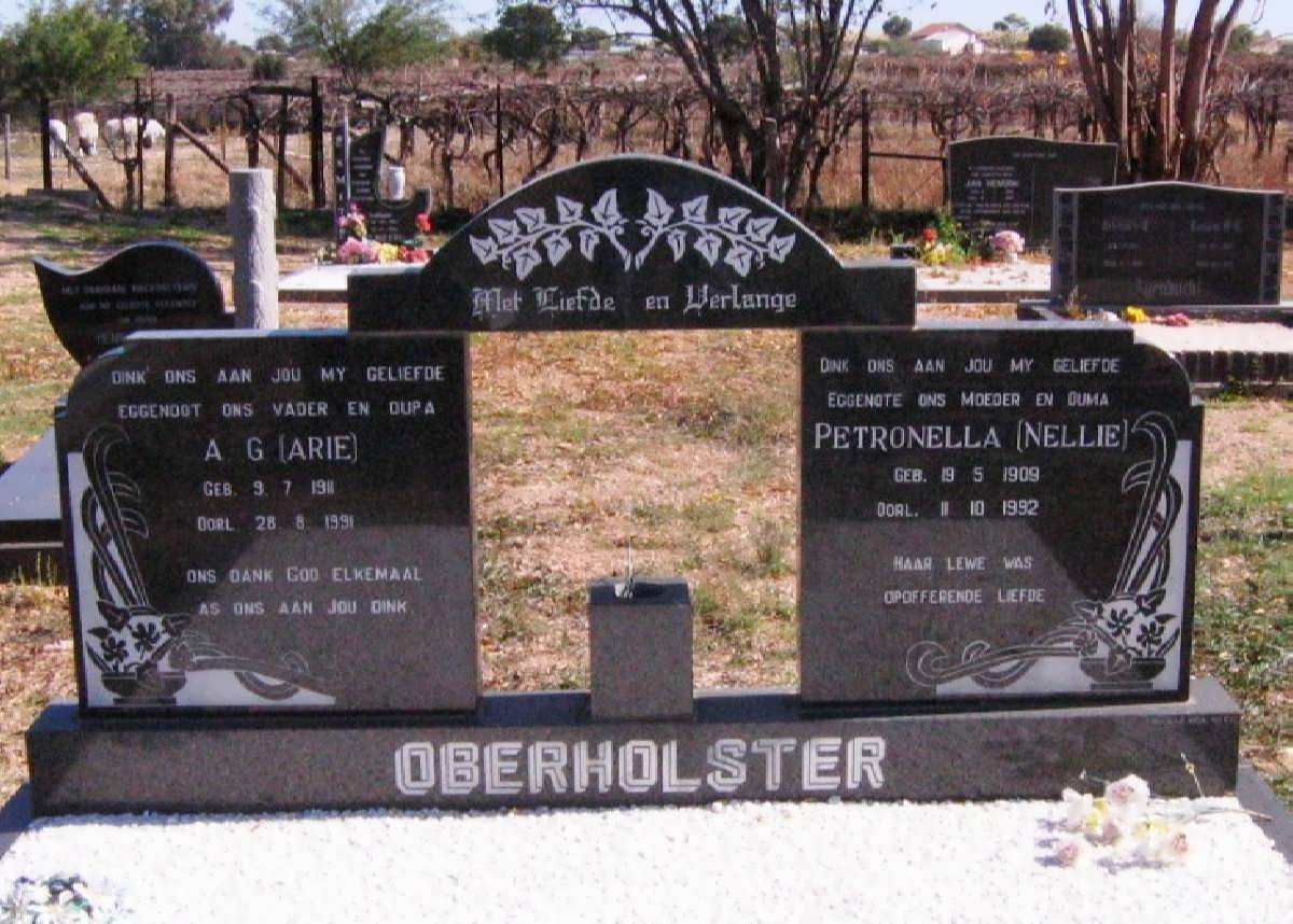 OBERHOLSTER A.G. 1911-1991 &amp; Petronella 1909-1992