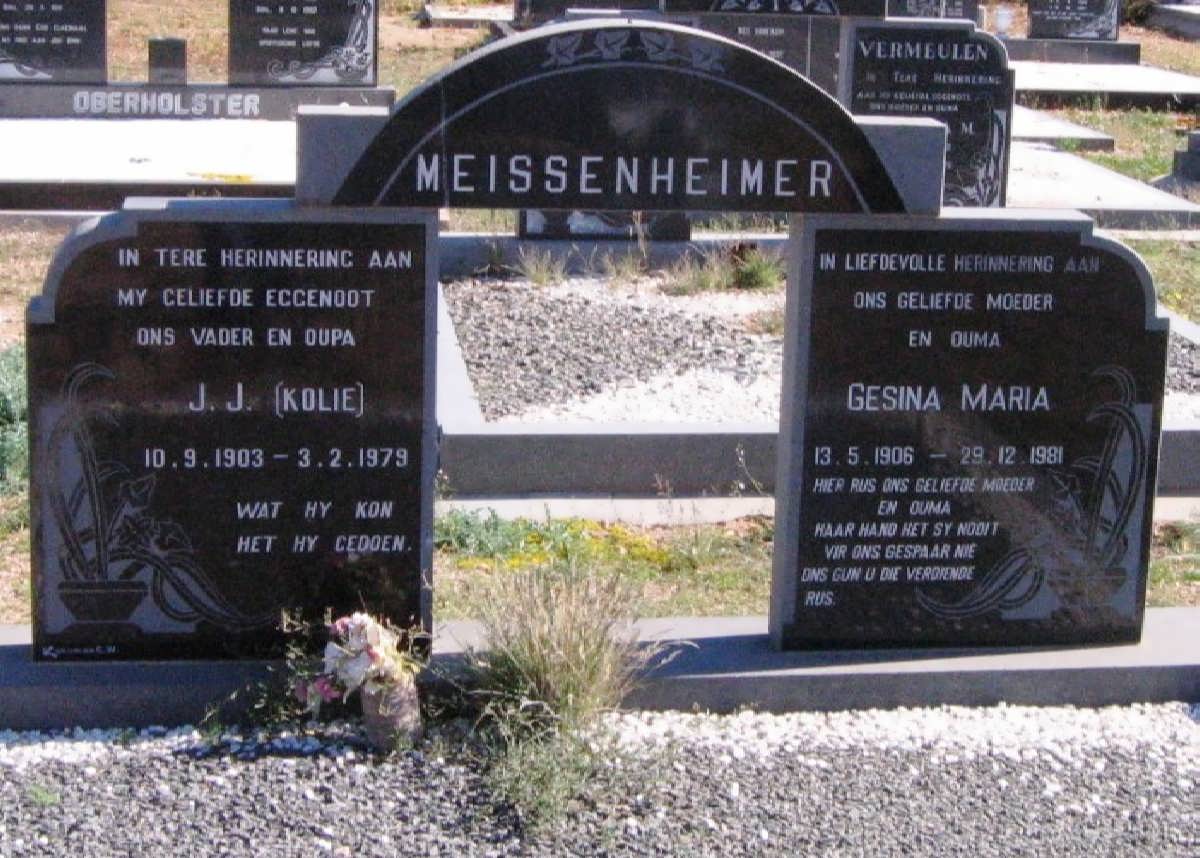 MEISSENHEIMER J.J.1903-1979 &amp; Gesina Maria 1906-1981