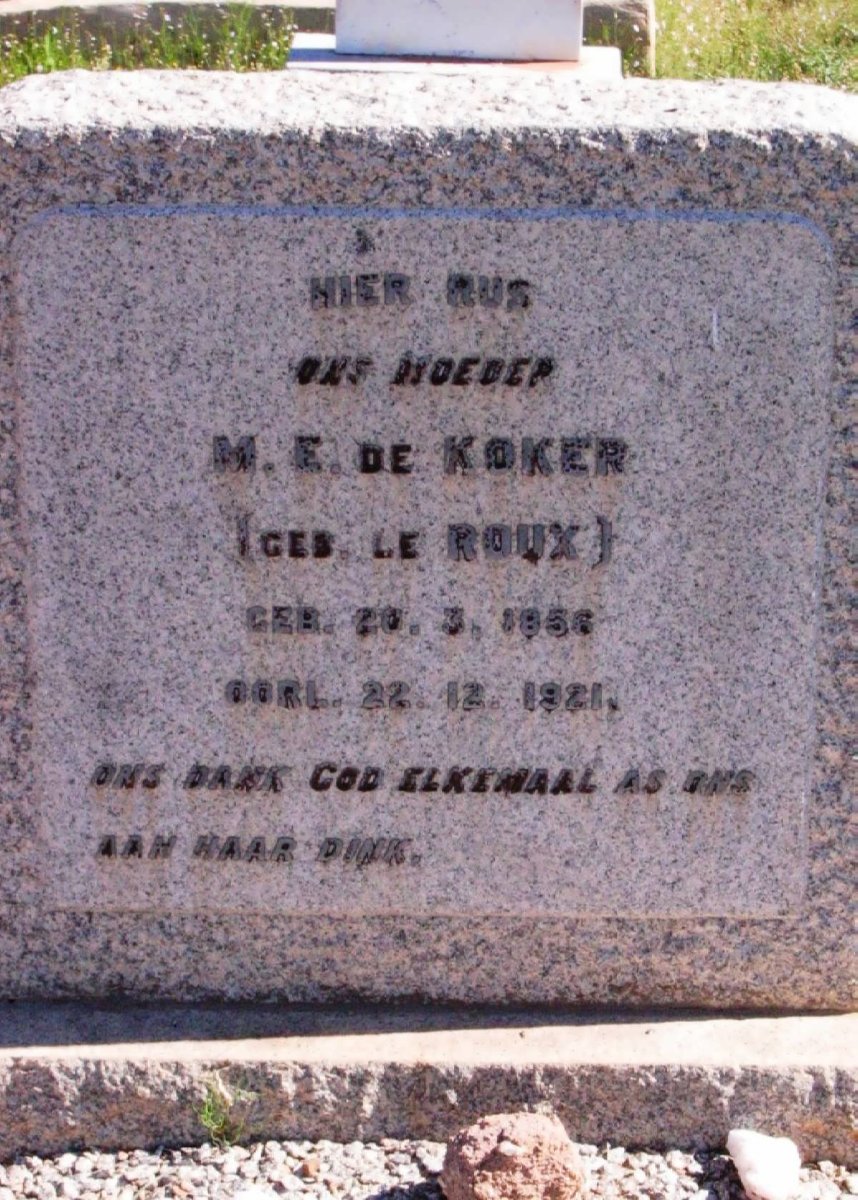 KOKER M.E., de nee le ROUX 1856-1921