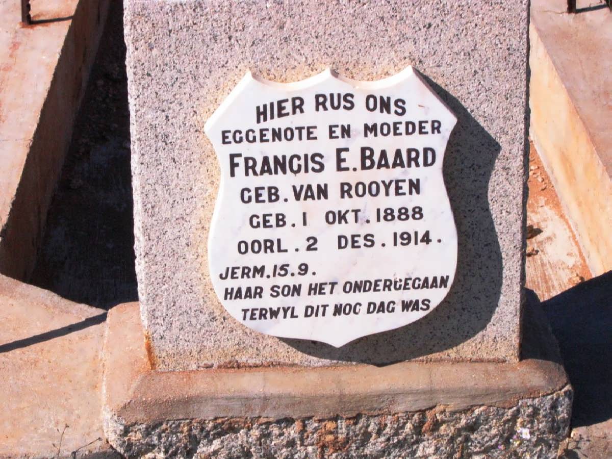 BAARD Francis E. nee van ROOYEN 1888-1914