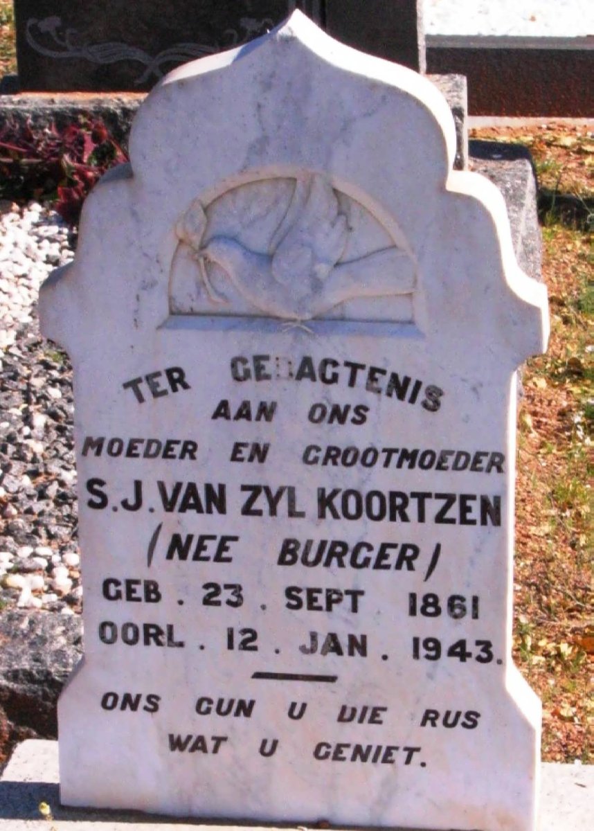 KOORTZEN  S.J. van Zyl nee BURGER 1861-1943