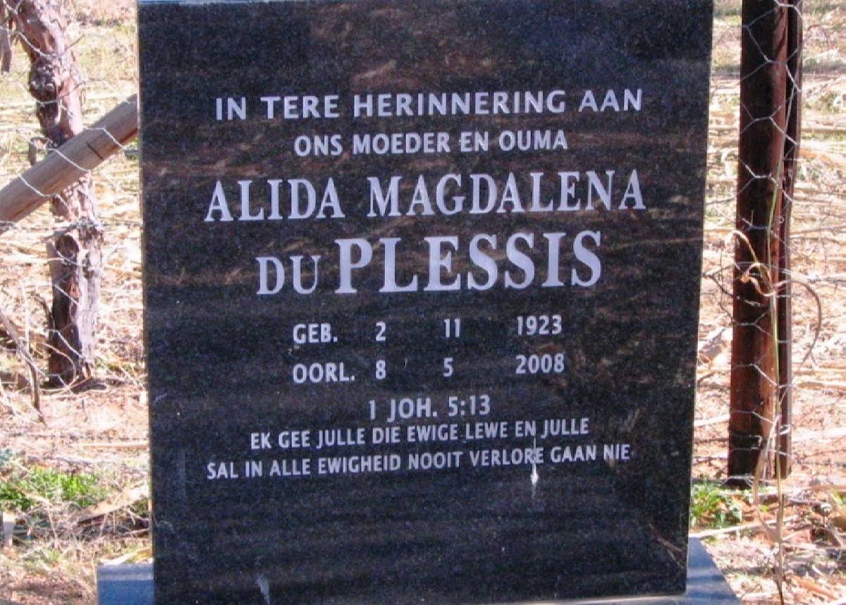 PLESSIS Alida Magdalena, du 1923-2008