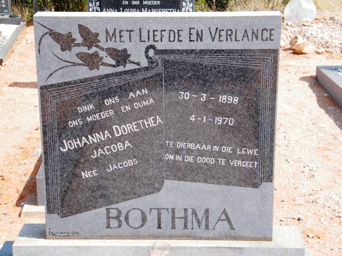 BOTHMA Johanna Dorethea Jacoba nee JACOBS 1898-1970