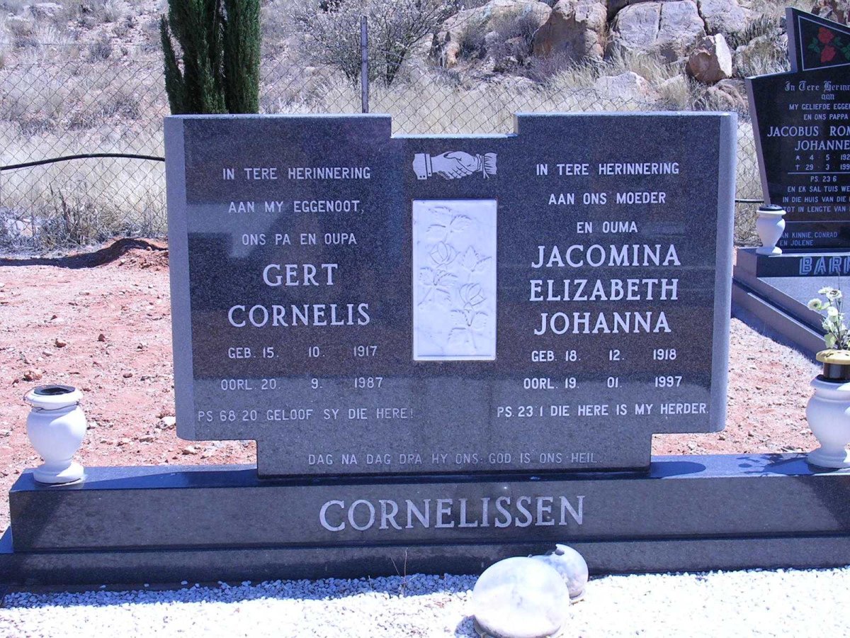 CORNELISSEN Gert Cornelis 1917-1987 &amp; Jacomina Elizabeth Johanna 1918-1997