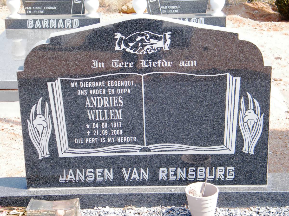 RENSBURG Andries Willem, Jansen van 1917-2009