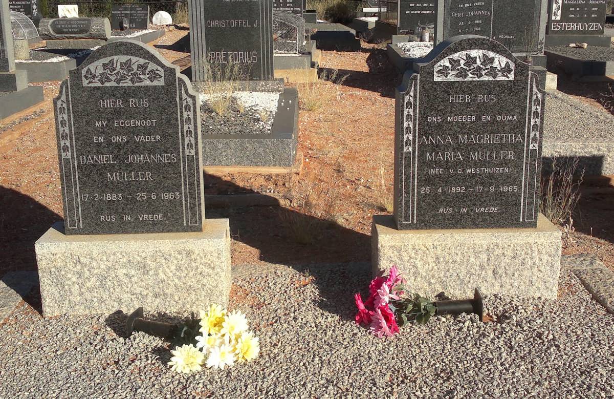MULLER Daniel Johannes 1883-1963 &amp; Anna Magrietha Maria V.D. WESTHUIZEN 1892-1965