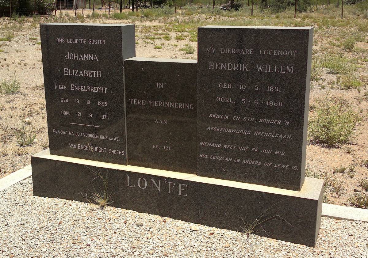 LONTE Hendrik Willem 1891-1968 &amp; Johanna Elizabeth ENGELBRECHT 1895-1971