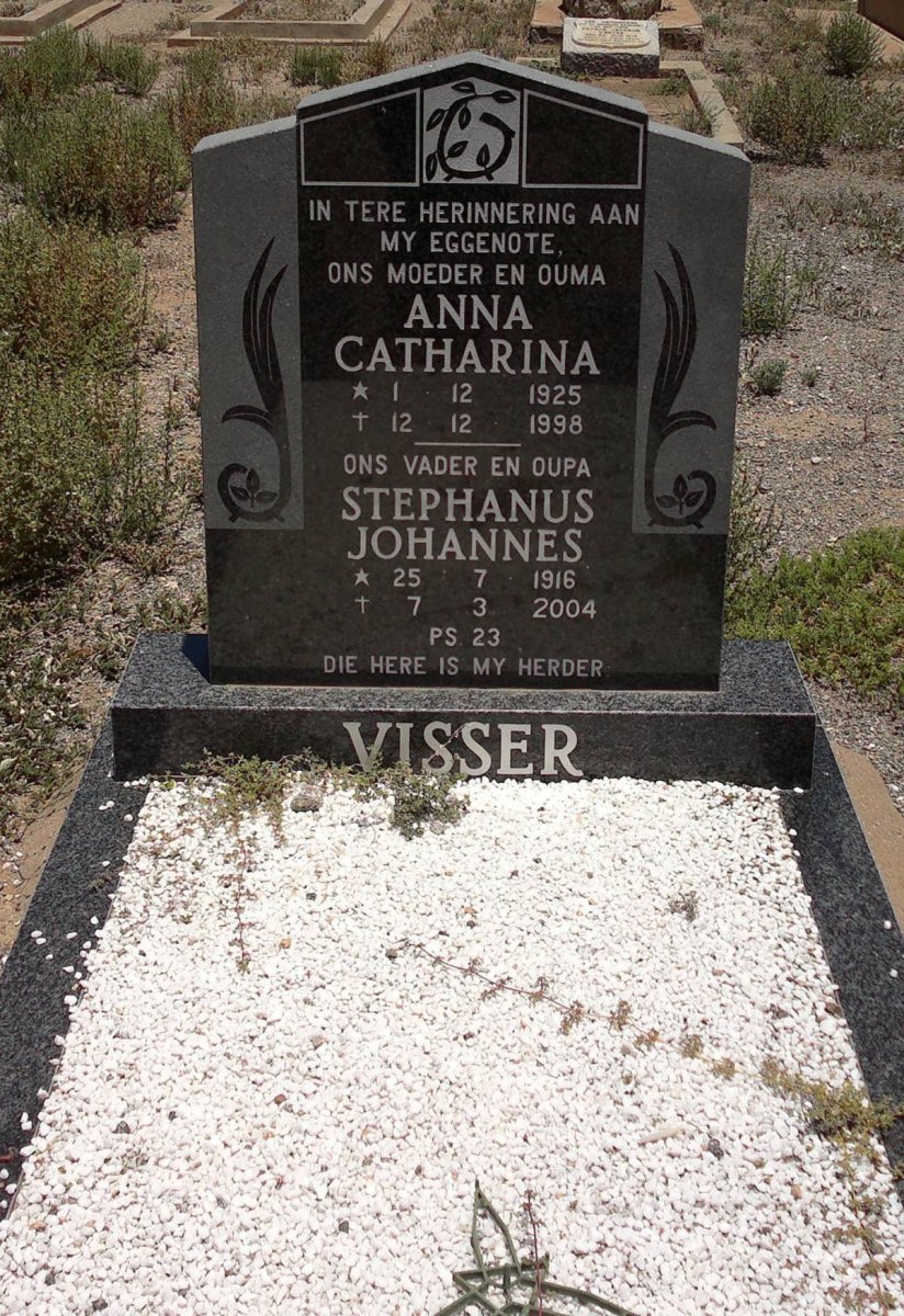 VISSER Stephanus Johannes 1916-2004 &amp; Anna Catharina 1925-1998