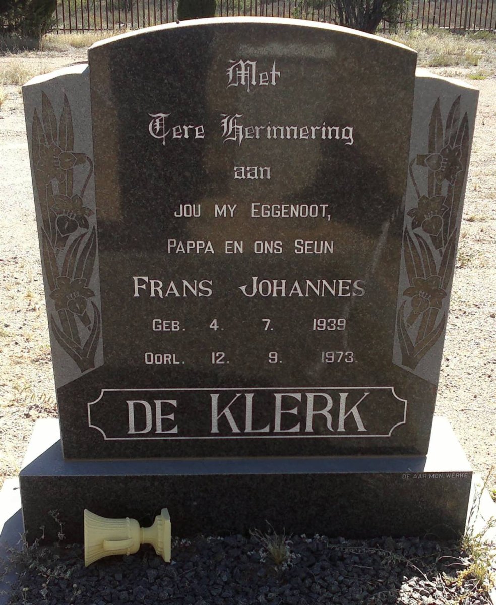 KLERK Frans Johannes, de 1939-1973