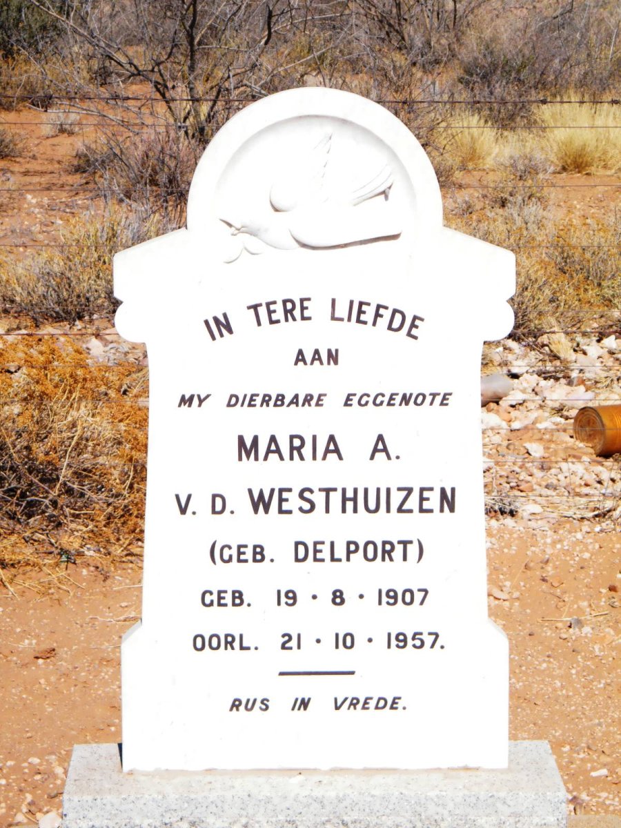 WESTHUIZEN Maria A., v.d. nee DELPORT 1907-1957