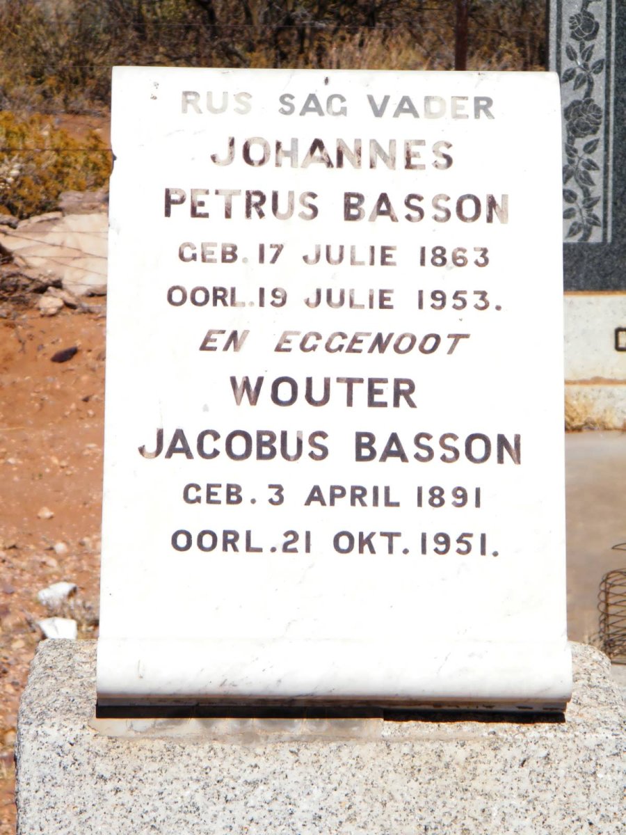 BASSON Johannes Petrus 1863-1953 &amp; Wouter Jacobus 1891-1951