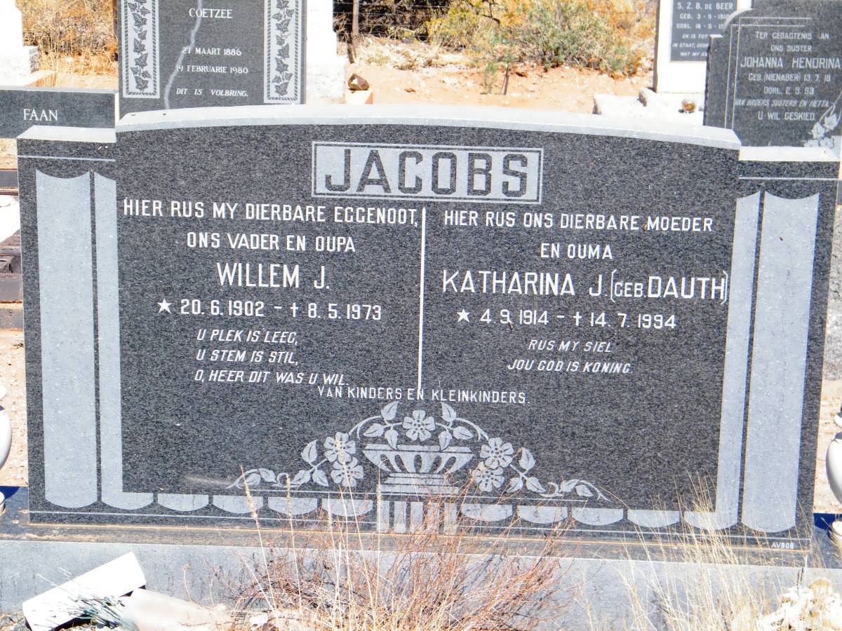 JACOBS Willem J. 1902-1973 &amp; Katharina J. DAUTH 1914-1994