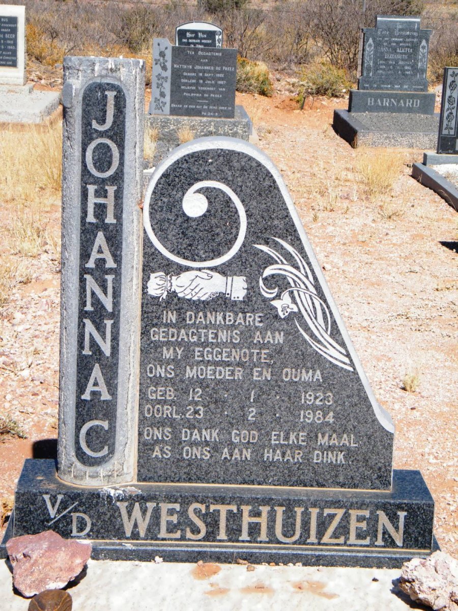 WESTHUIZEN Johanna C., v.d. 1923-1984