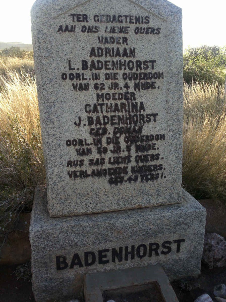 BADENHORST Adriaan L. &amp; Catharina J. DOMAN