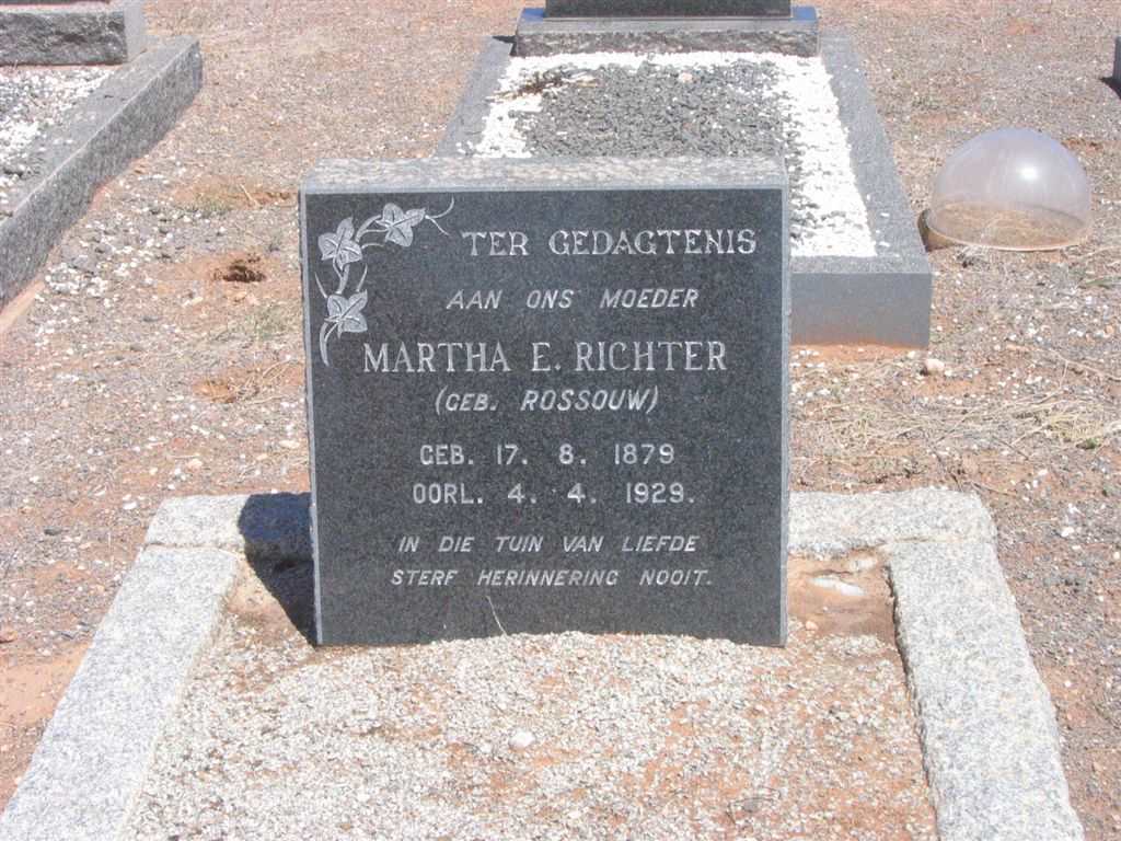 RICHTER Martha E. née ROSSOUW 1879-1929