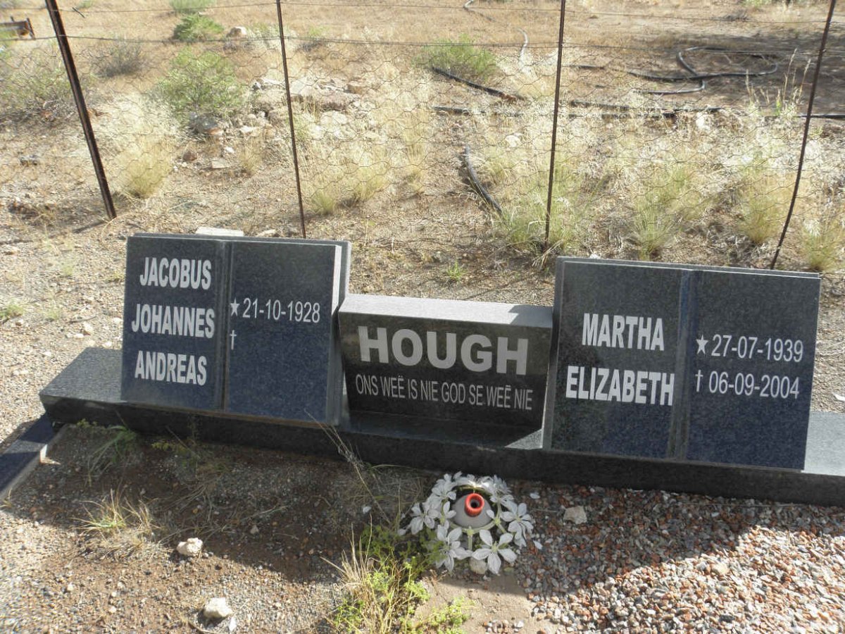 HOUGH Jacobus Johannes Andreas 1928- &amp; Martha Elizabeth 1939-2004