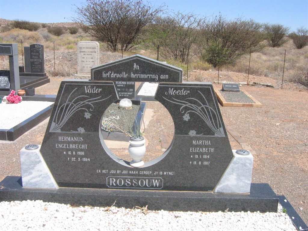 ROSSOUW Hermanus Engelbrecht 1906-1984 &amp; Martha Elizabeth 1914-1987