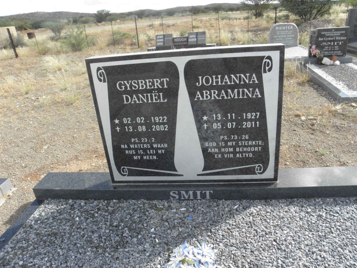 SMIT Gysbert Daniel 1922-2002 &amp; Johanna Abramina 1927-2011