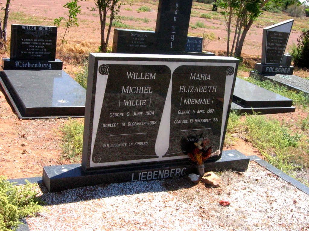 LIEBENBERG Willem Michiel 1904-1983 &amp; Maria Elizabeth 1902-1991