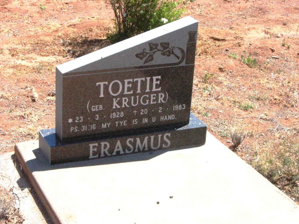 ERASMUS Toetie nee KRUGER 1928-1983