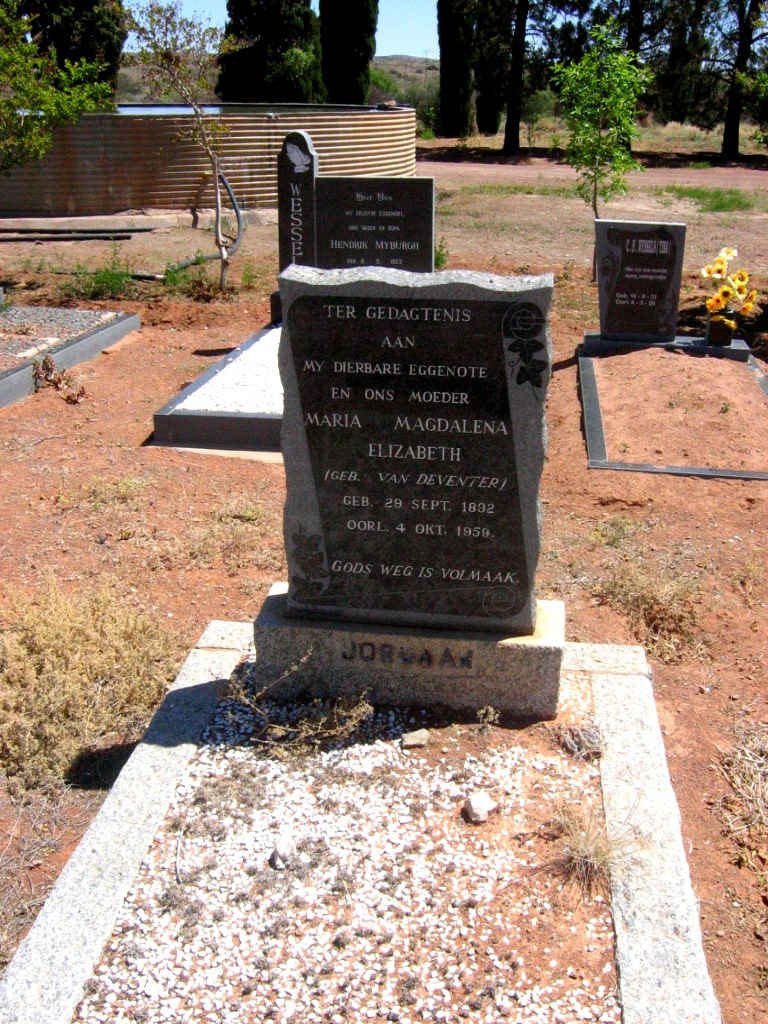 JORDAAN Maria Magdelena Elizabeth nee VAN DEVENTER 1892-1959