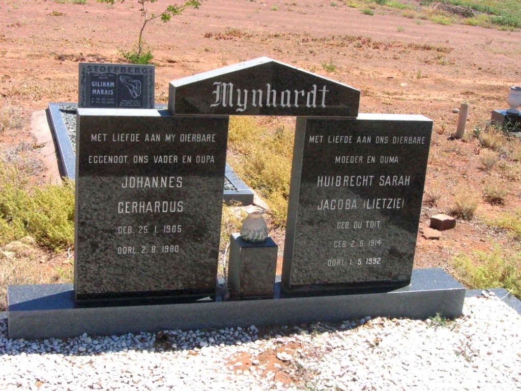 MYNHARDT Johannes Gerhardus 1905-1980 &amp; Huibrecht Sarah Jacoba DU TOIT 1914-1992