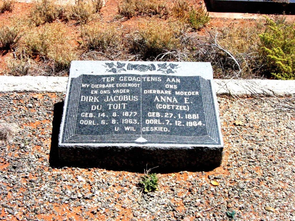 TOIT Dirk Jacobus, du 1877-1963 &amp; Anna E. COETZEE 1881-1964