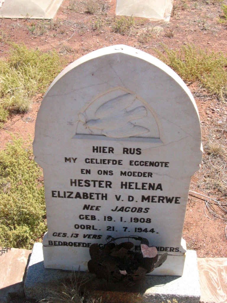 MERWE Hester Helena Elizabeth,  v.d. nee JACOBS 1908-1944