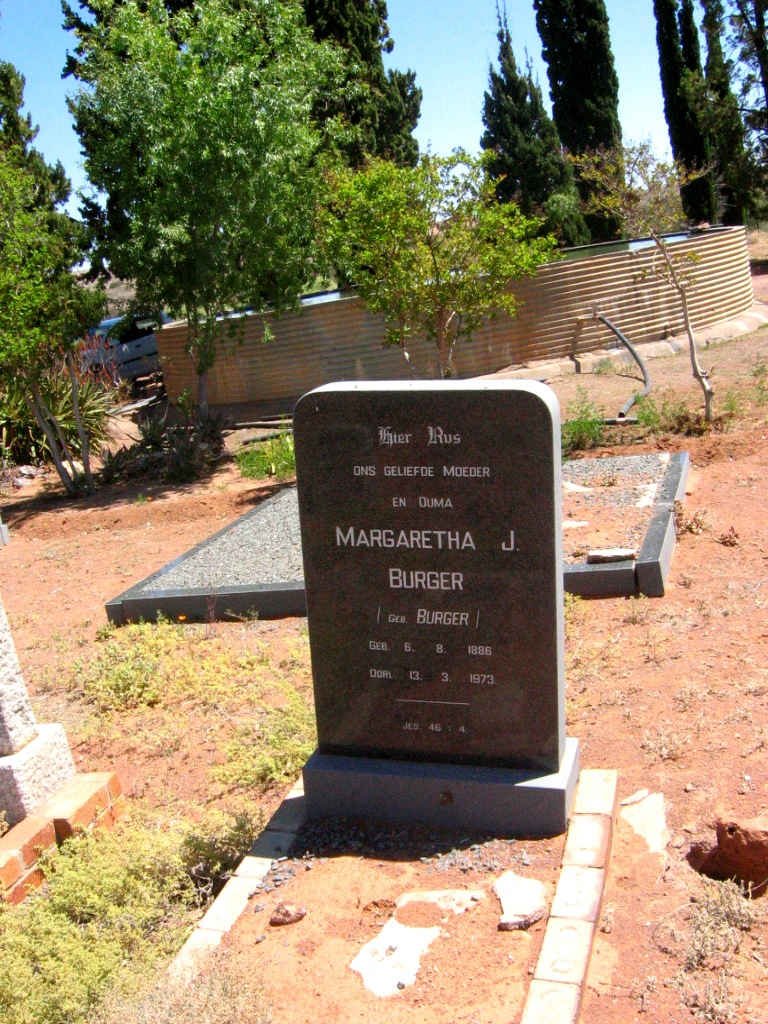 BURGER Margaretha J. nee BURGER 1886-1973