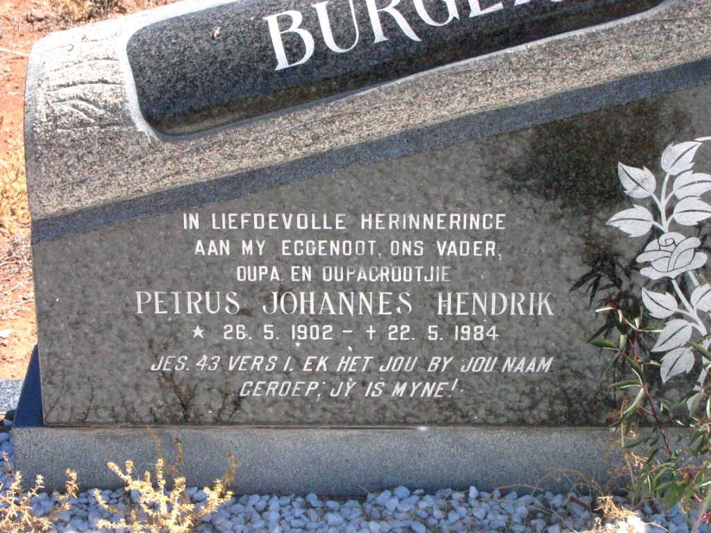 BURGER Petrus Johannes Hendrik 1902-1984
