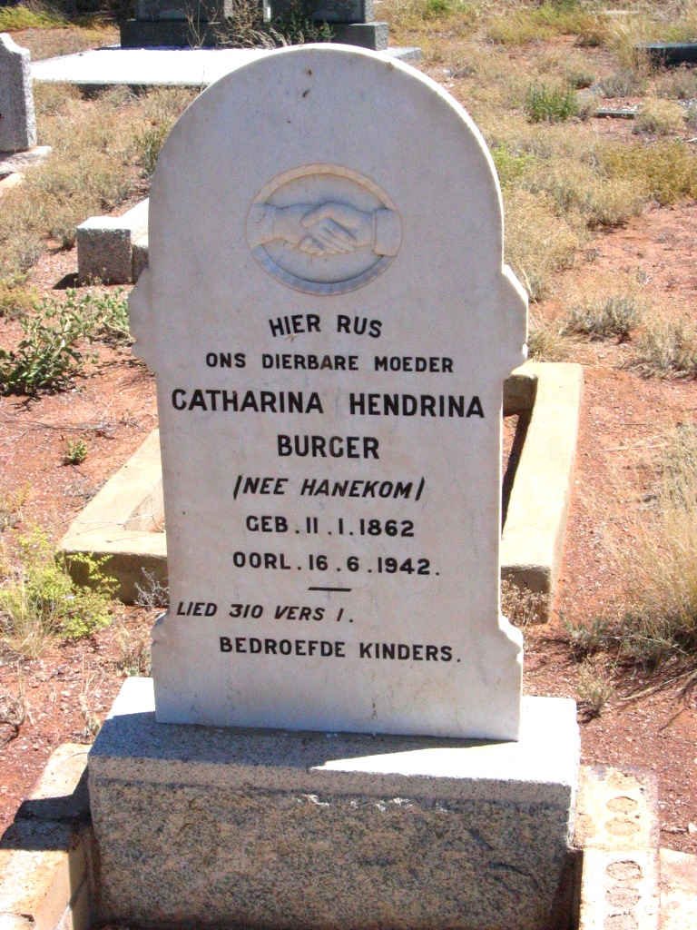 BURGER Catharina Hendrina nee HANEKOM 1862-1942