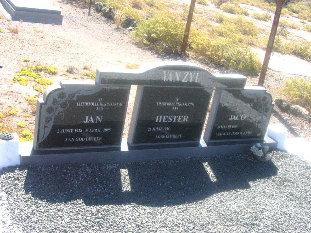 ZYL Jan, van 1928-2005 &amp; Hester 1936- :: VAN ZYL Jaco 1963-