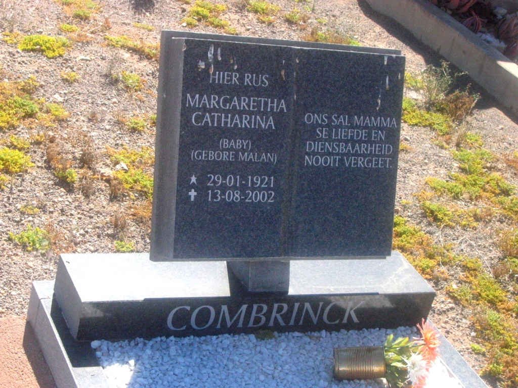 COMBRINCK Margaretha Catharina nee MALAN 1921-2002