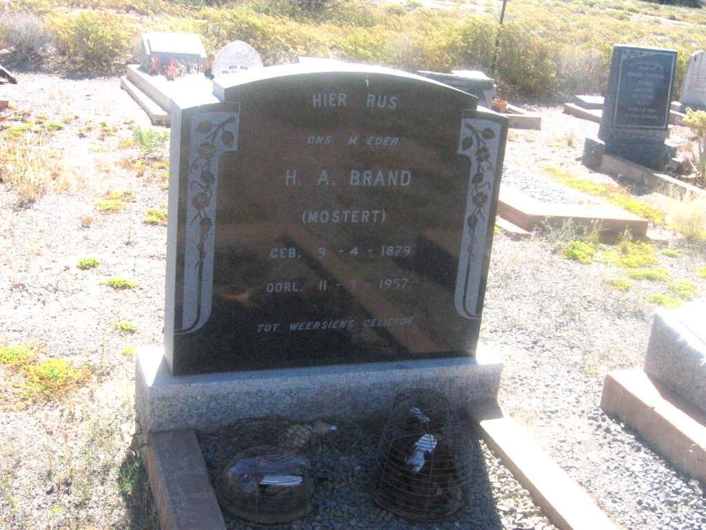 BRAND H.A. nee MOSTERT 1879-1957